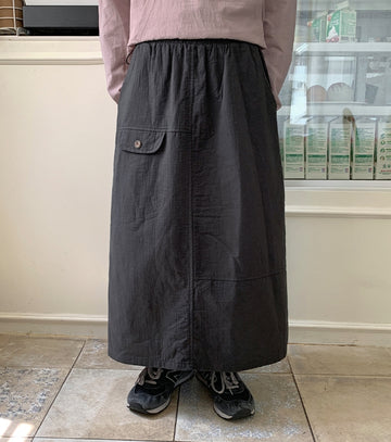 Fluku Vintage Pocket Banding Long Skirt